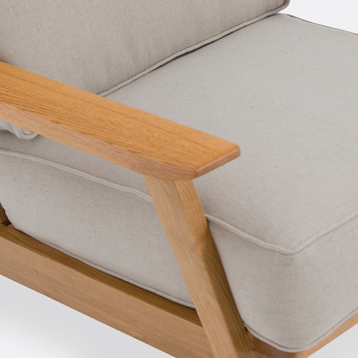 Sillón vintage de roble y algodón/lino, Linna lino natural, LA REDOUTE INTERIEURS