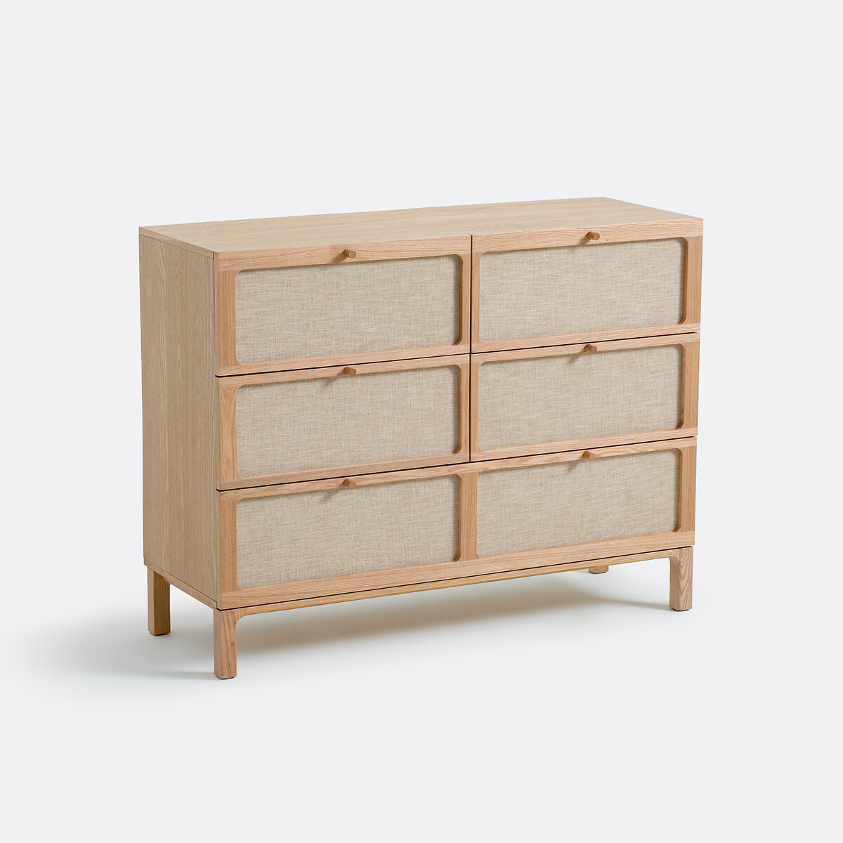 Commode 5 tiroirs, plaqué frêne et lin, Esmara  teinté chêne /lin, LA REDOUTE INTERIEURS