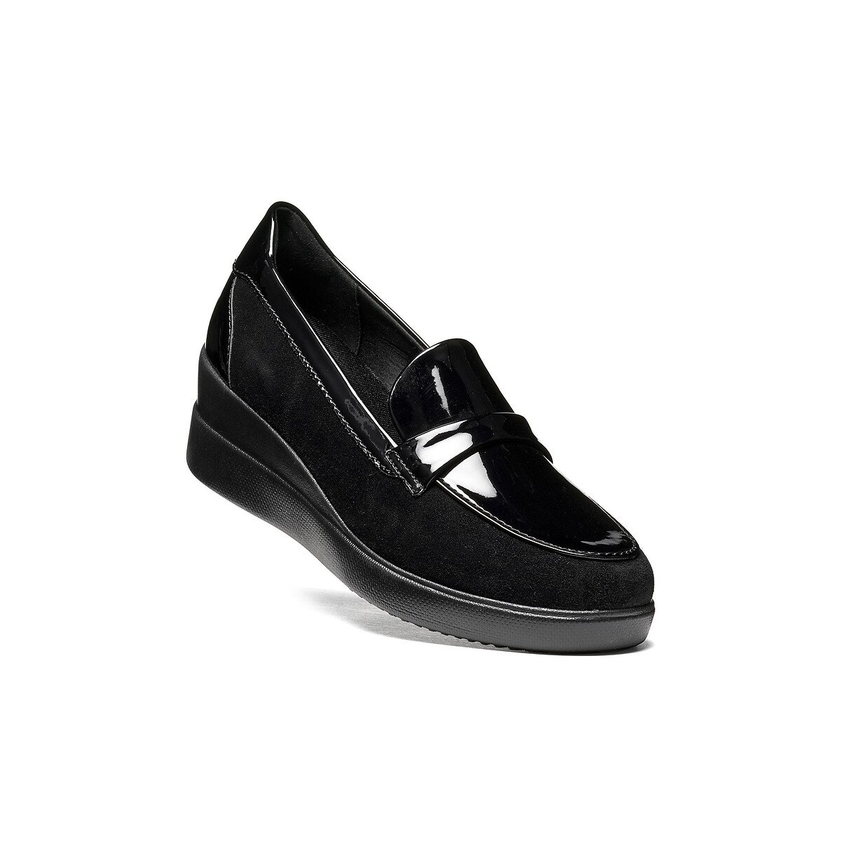 Mocassins compensés vernis, STARDUST noir, GEOX
