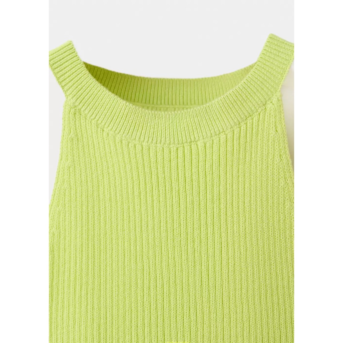 Top halter en maille côtelée jaune fluo, MANGO KIDS