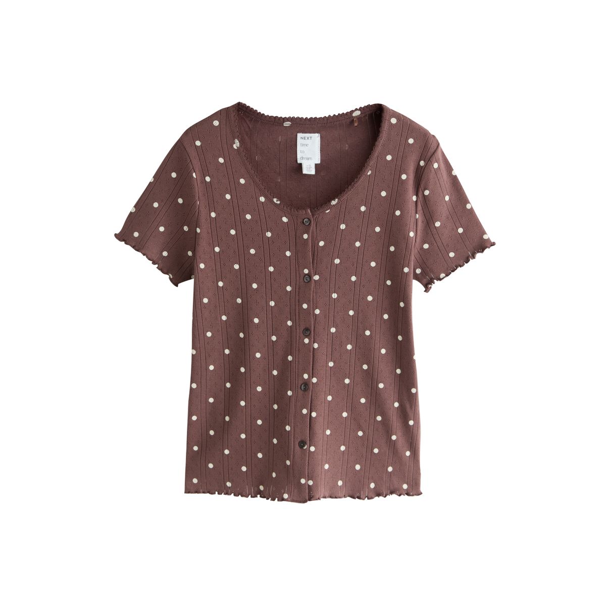 Ensemble pyjama short en maille pointelle tache brun chocolat, NEXT