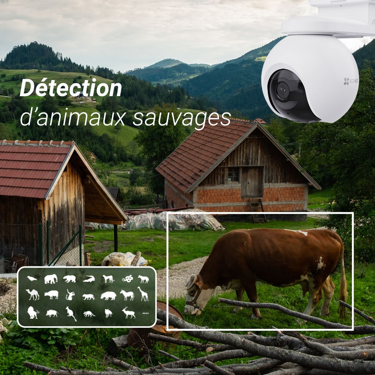 Caméra de surveillance EB8 4K + panneau solaire couleur unique, EZVIZ