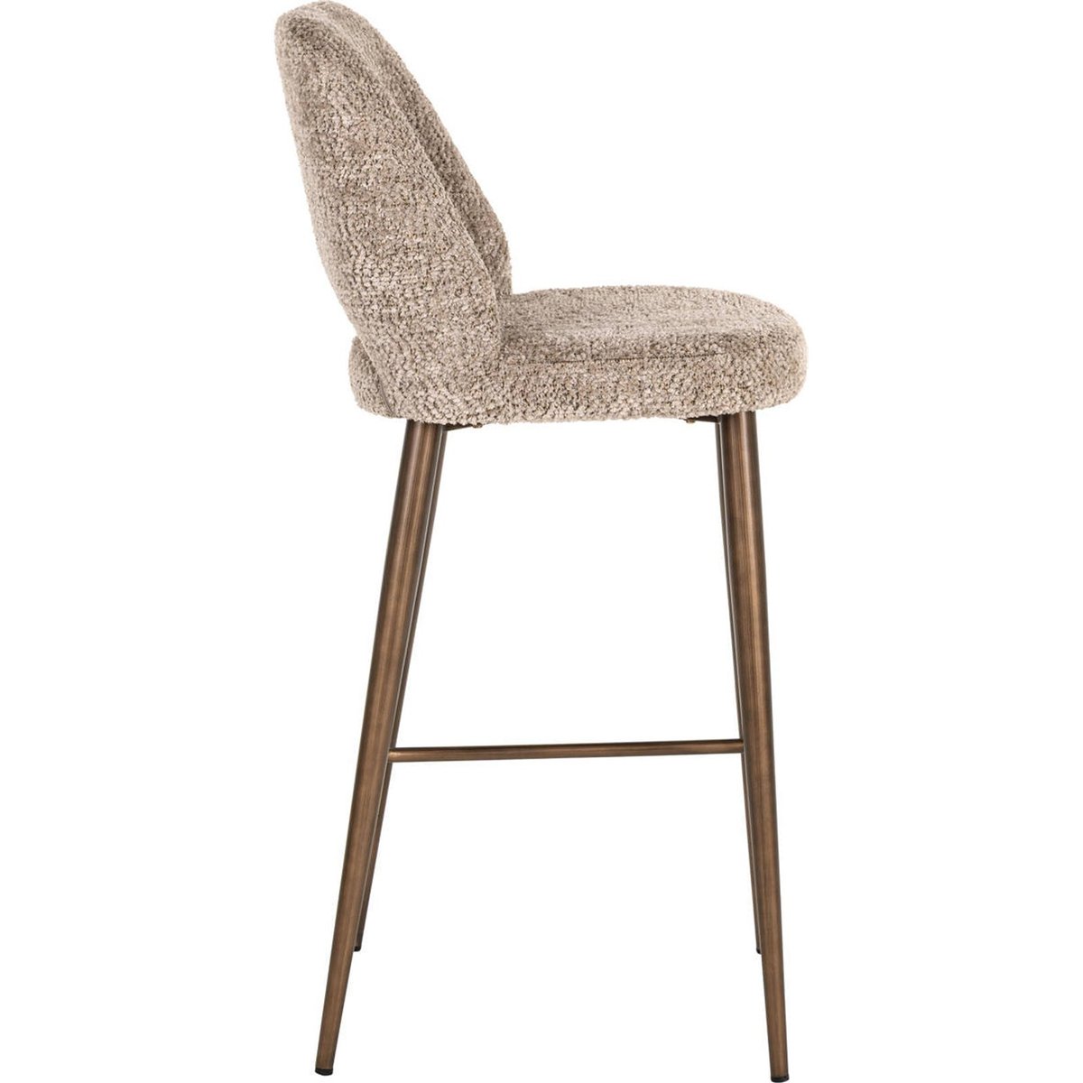 Tabouret de bar bouclette beige naturel et bronze, RECOLLECTION