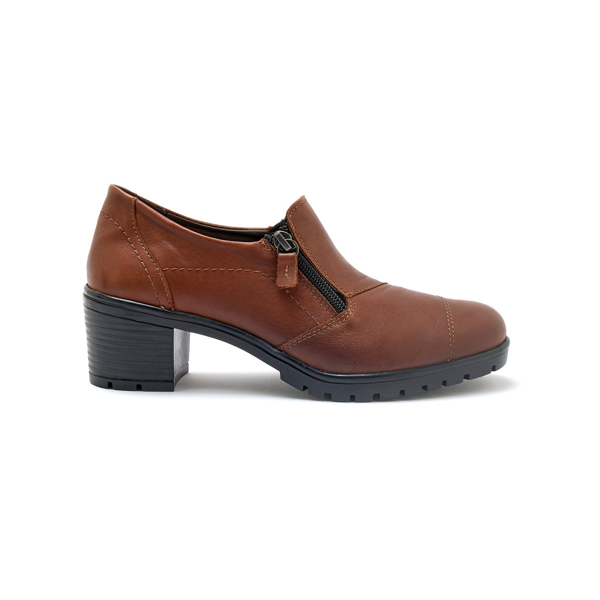 Trotteurs zippés talon 4,5 cm marron, PEDICONFORT