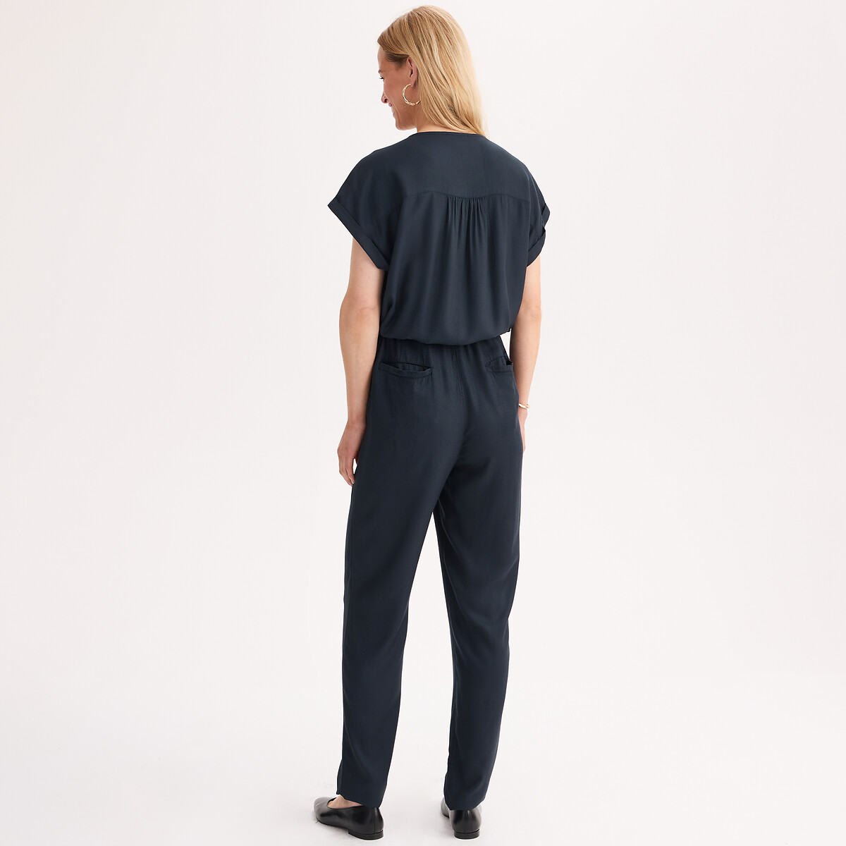 Combinaison fluide, manches courtes bleu marine, ANNE WEYBURN