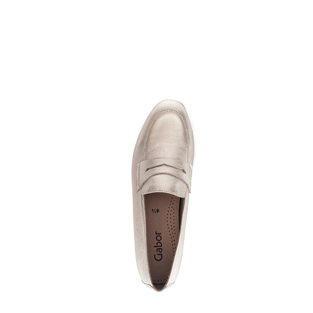 Mocassins en à talon décroché effet galvanisé doré, GABOR