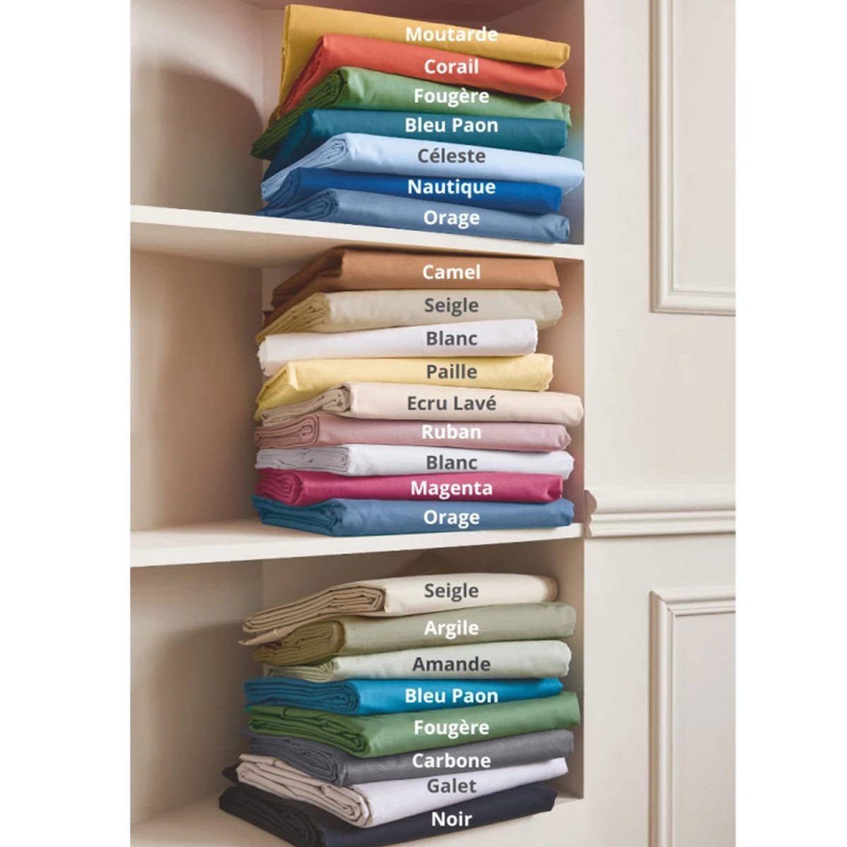 Drap-housse coton uni  finition bord biais bonnet 40 cm marron clair, TRADILINGE