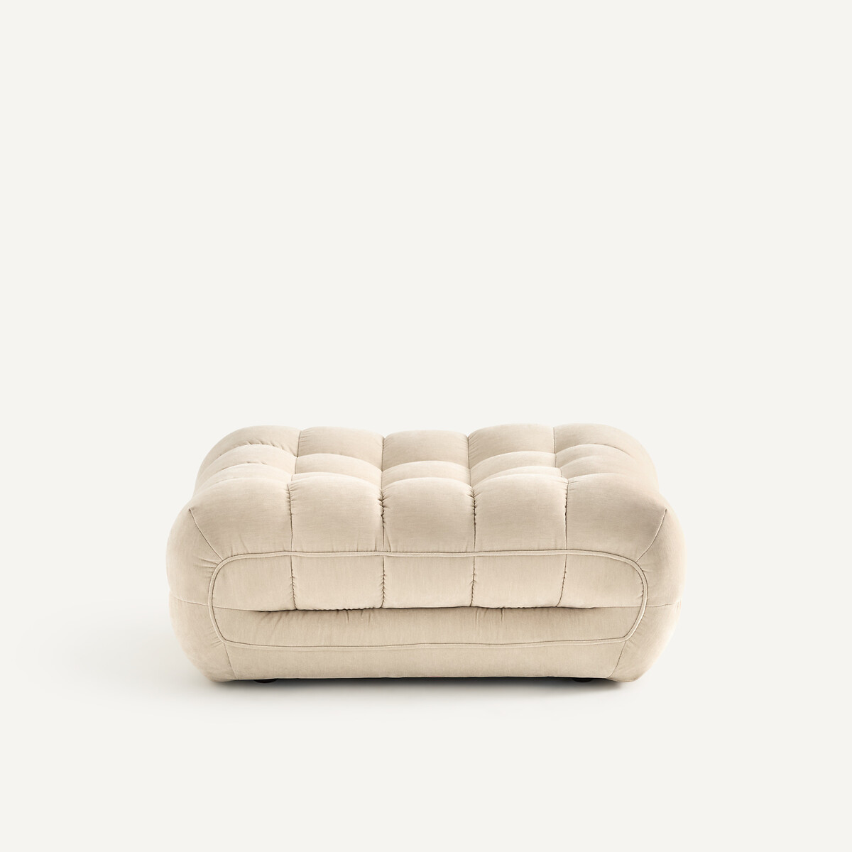 Repose-pieds modulable, capitonné, en velours, JUD ecru, AM.PM