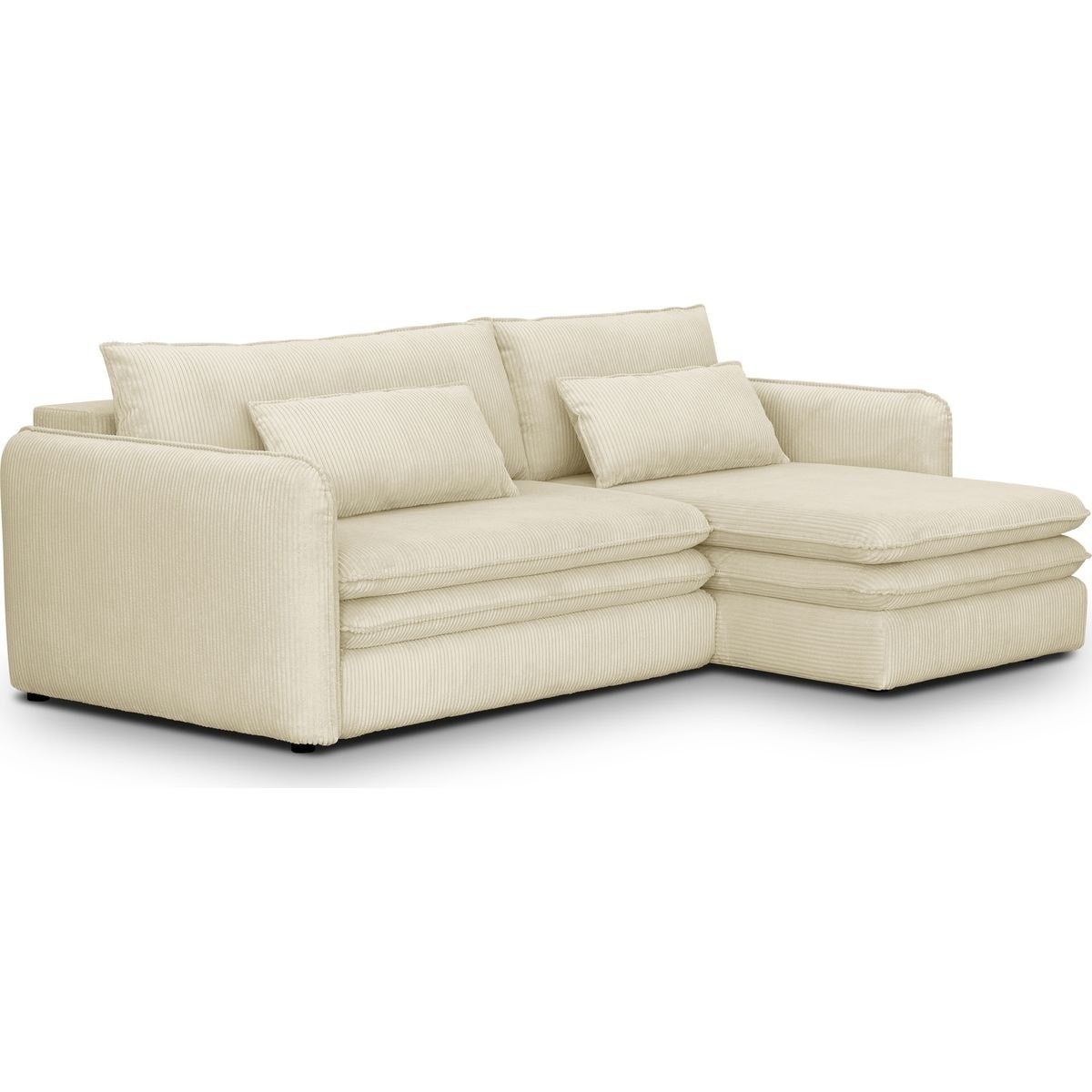 Canapé d'angle convertible 3 places en velours côtelé - BAYA beige, HOMIFAB