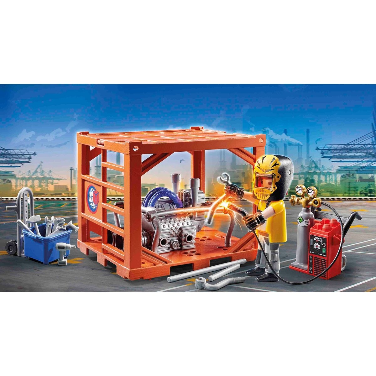 City Action Ouvrier et conteneur multicolore, PLAYMOBIL