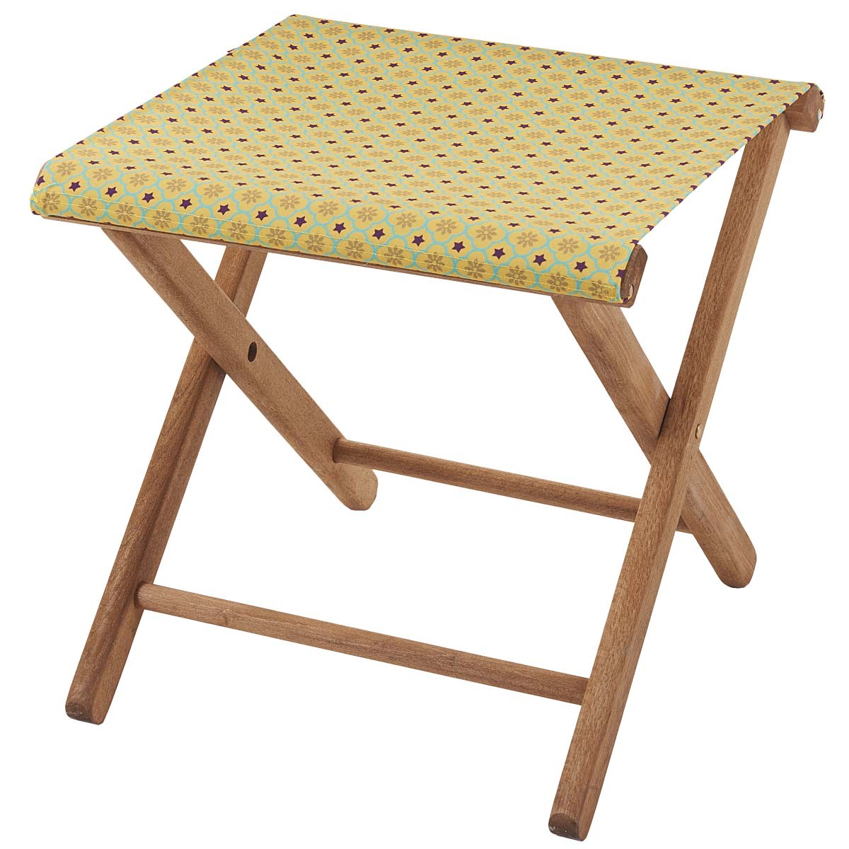 Pliant pêcheur en eucalyptus, motif graphique, ORIENT jaune, VENT DE BOHÈME