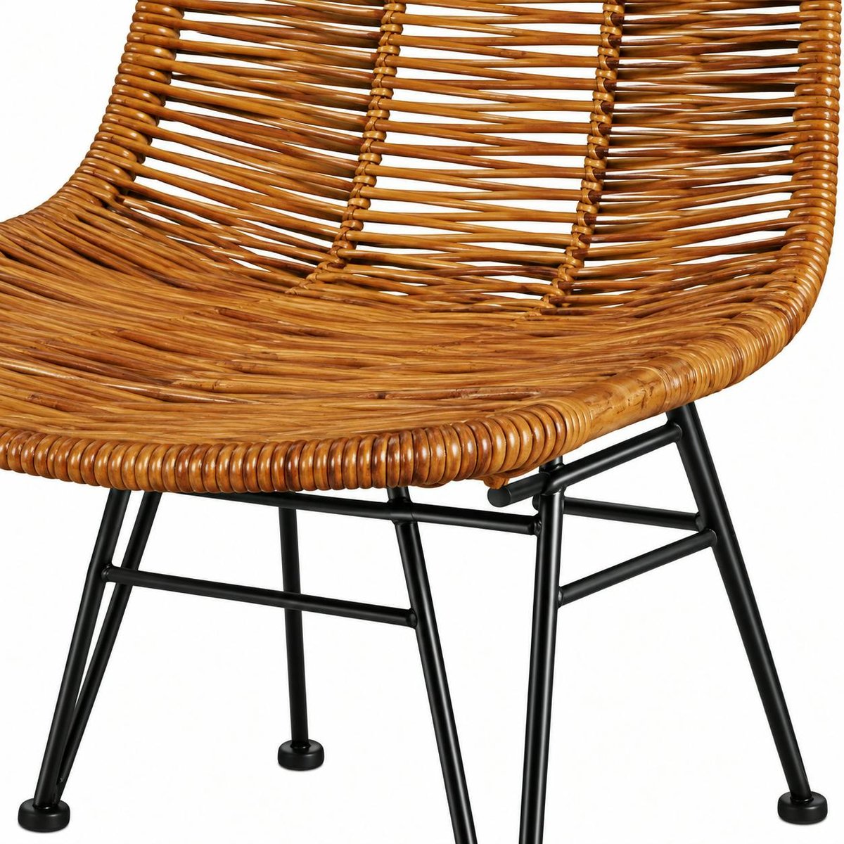 Chaise en rotin naturel pieds métal noir (lot de 2) CANADA bois naturel, PIER IMPORT