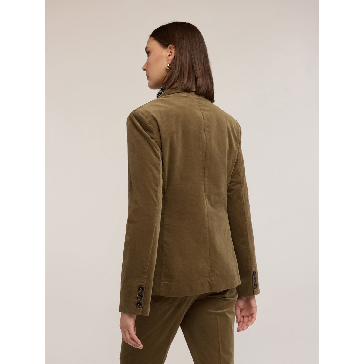 Blazer en velours côtelé de coton verde militare, MOTIVI