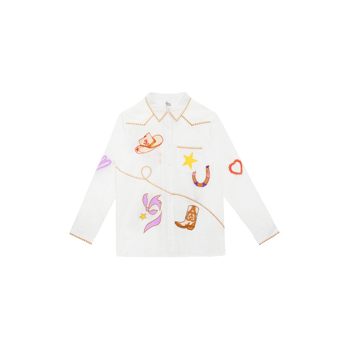 Chemisier manches longues col chemise imprimé broderie CLOTAIRE 11-ecru, LA PETITE ETOILE