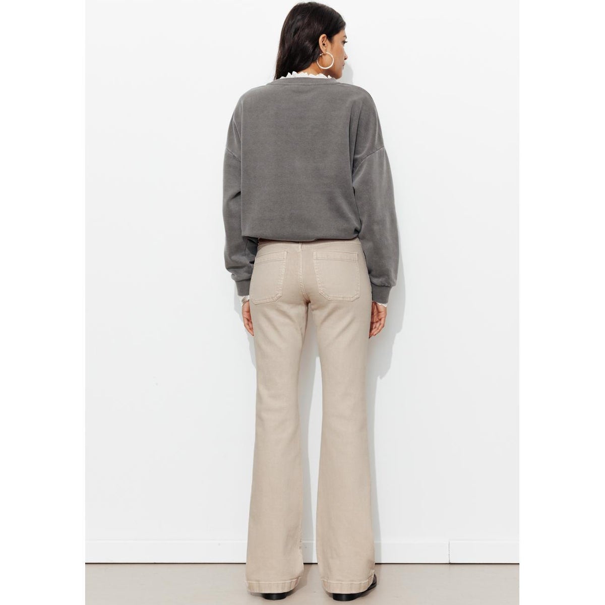 EUGENE pantalon bootcut toile beige, PROMOD