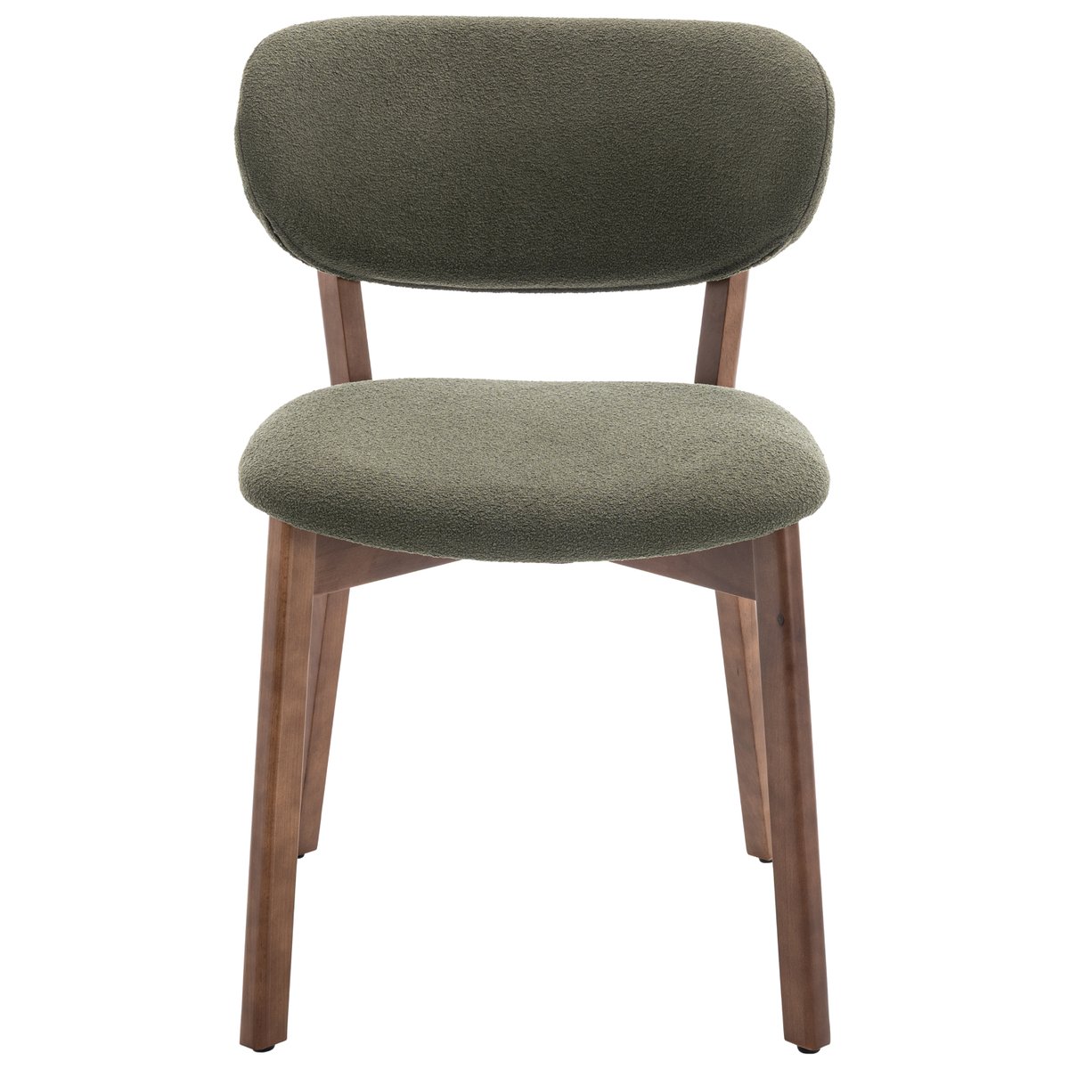 Lot de 2 chaises en bois et tissu boucle, AURA vert kaki, bois foncé, HAPPY GARDEN