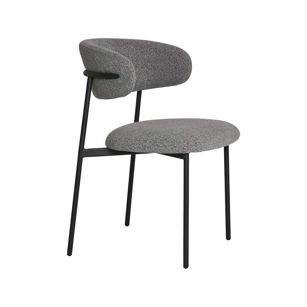 Lot de 2 chaises en tissu bouclette, ERICA gris, BEST MOBILIER