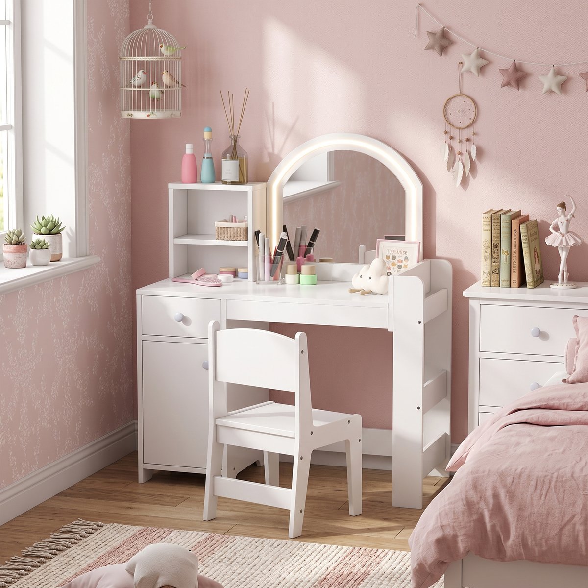 Ensemble de coiffeuse pour enfants MDF Blanc blanc, AIYAPLAY