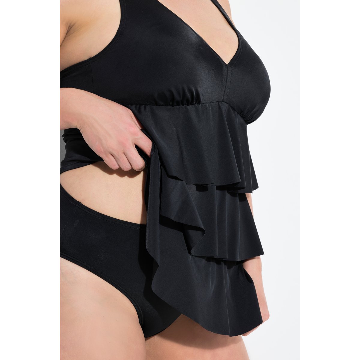 Tankini à volants, bonnets souples noir, ULLA POPKEN