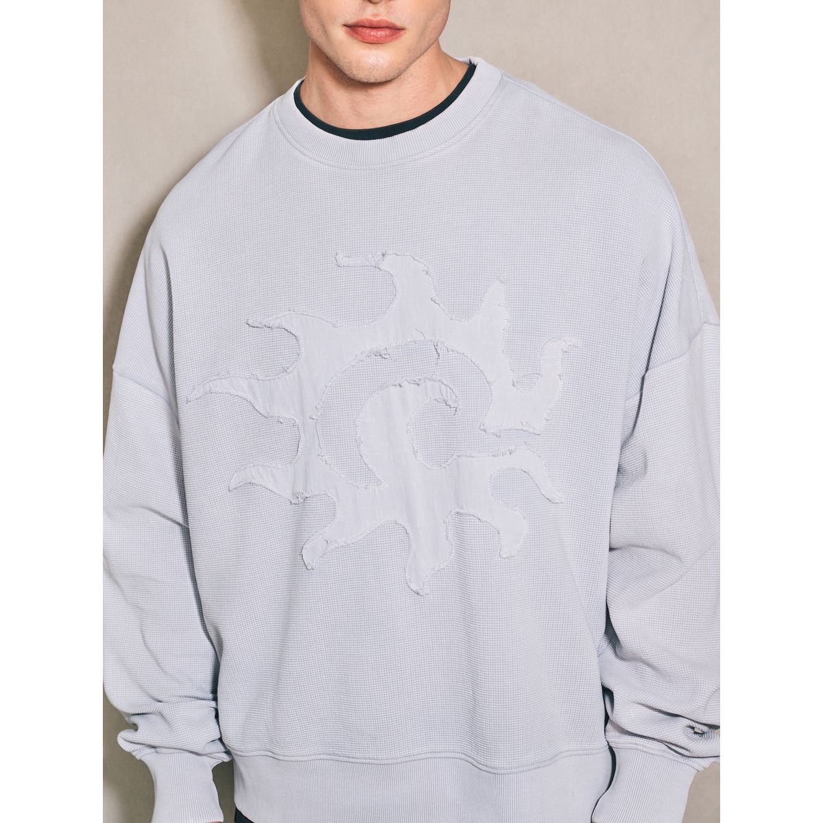 Sweat à capuche zippé en maille gaufrée edit gris glacé, NEXT