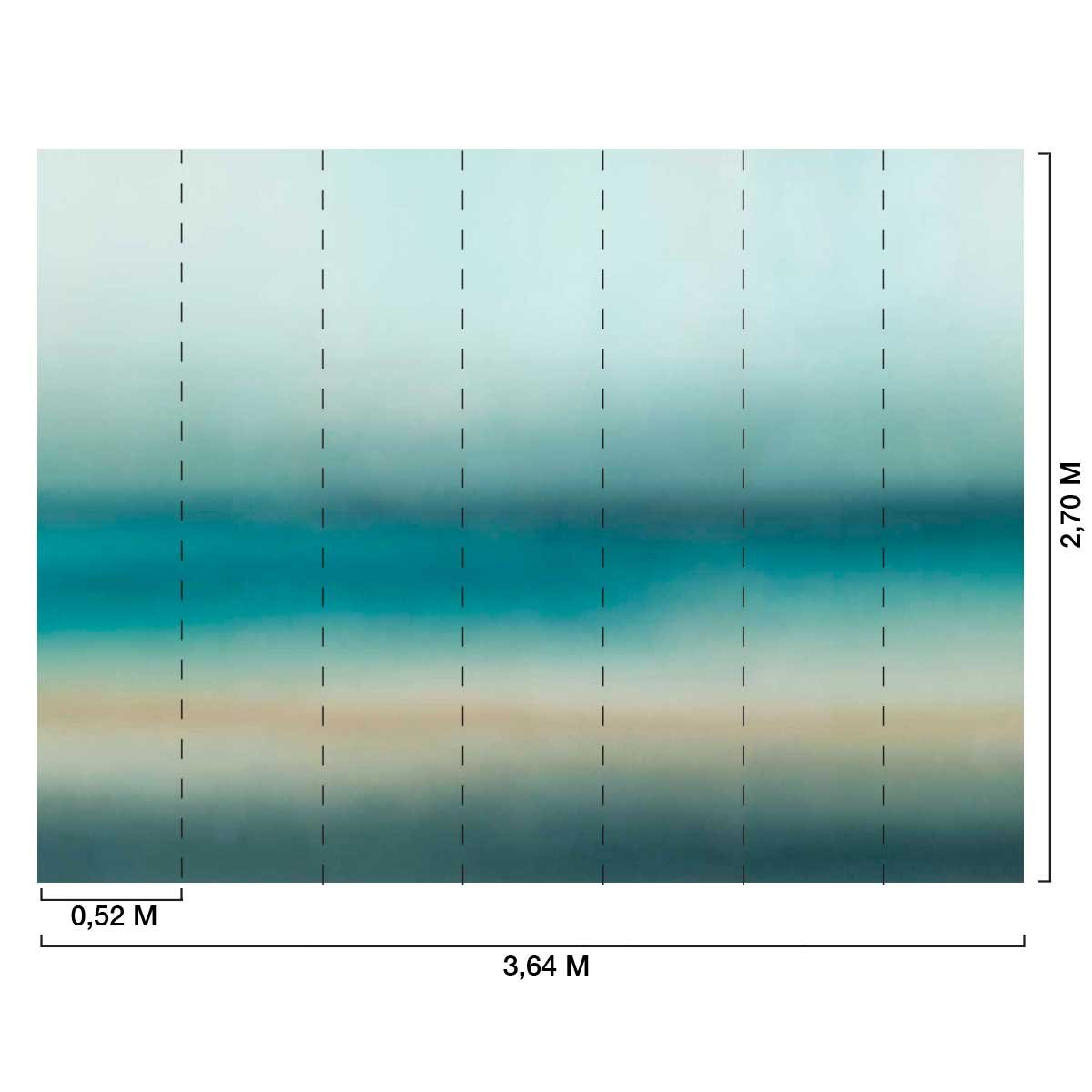 Papier peint Ligne d'Horizon Bleutée bleu, HEXOA