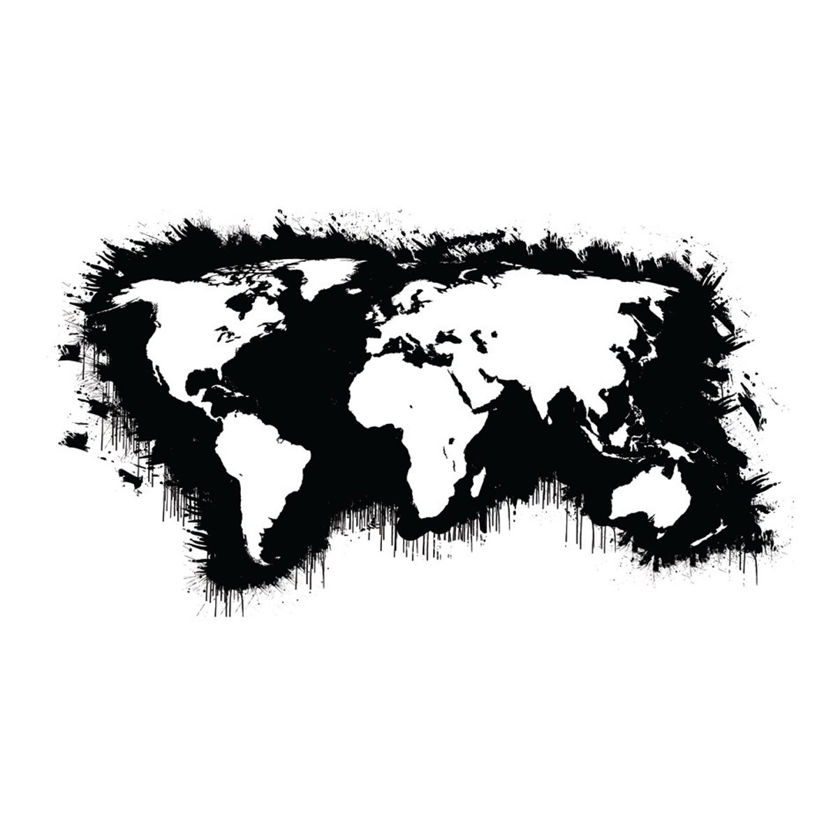 Papier peint intissé panoramique Carte du monde White continents, black oceans... noir, EDEN