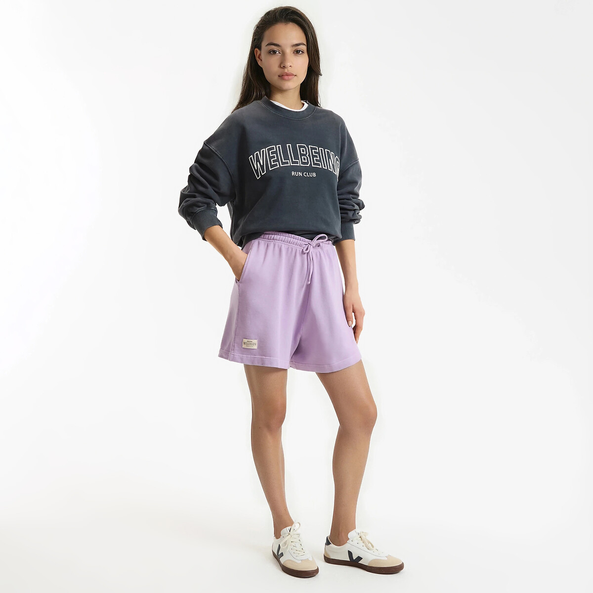 Elasticated Waist Shorts mauve purple, LA REDOUTE COLLECTIONS