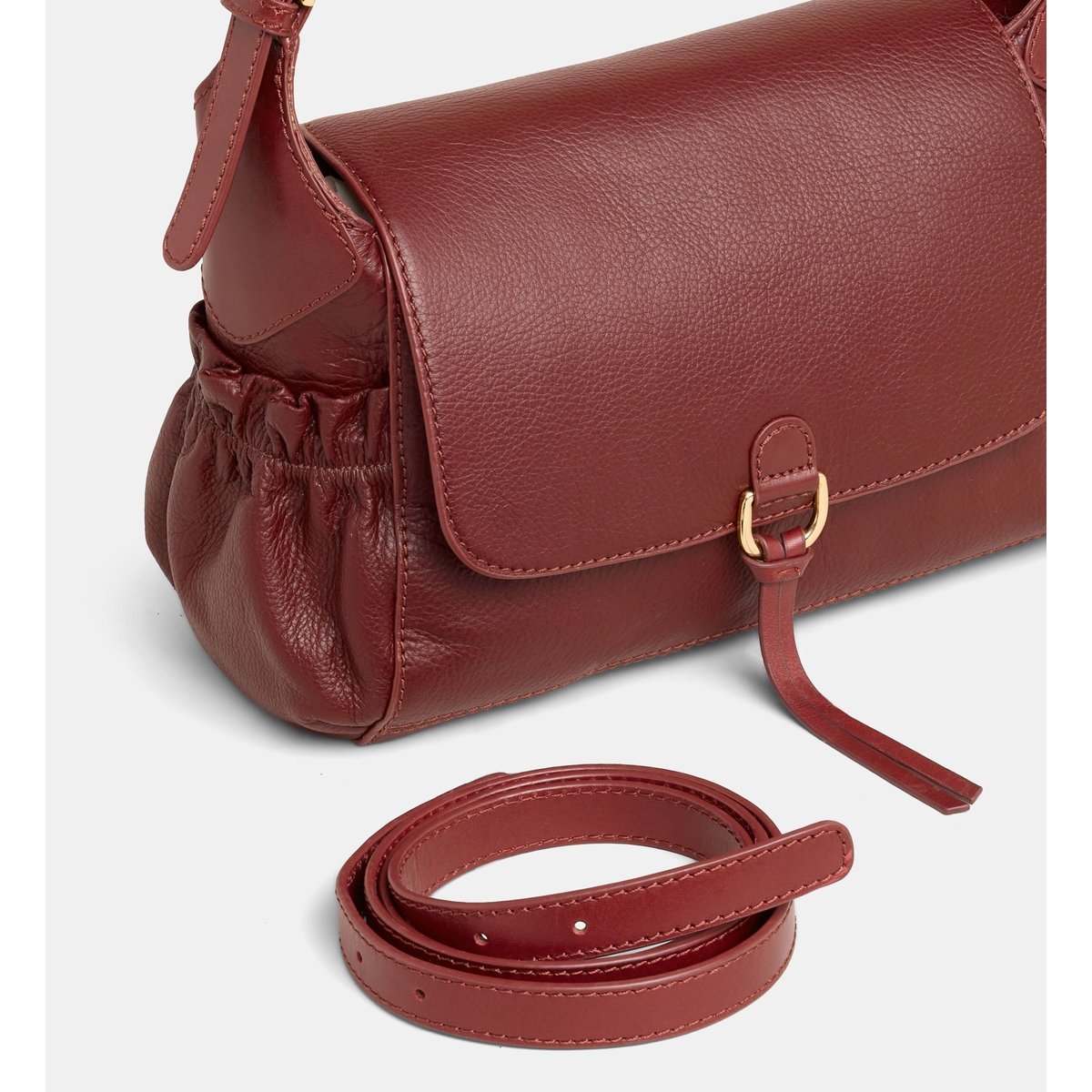 Sac à main suzanne cuir bordeaux foncé, GALERIES LAFAYETTE