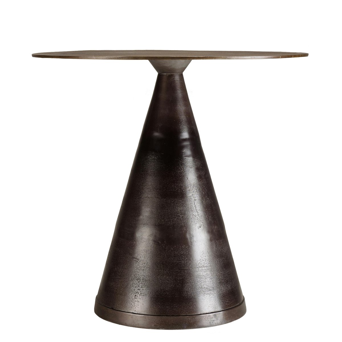 Table de repas ronde D80 cm métal antique pied conique ZALA marron, PIER IMPORT