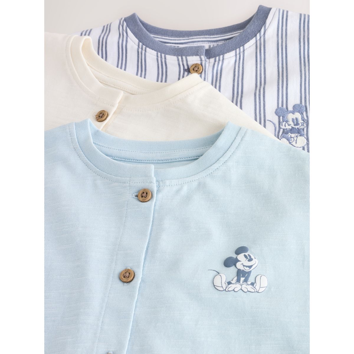 Barboteuse bébé en jersey mickey, lot de 3 bleu, NEXT