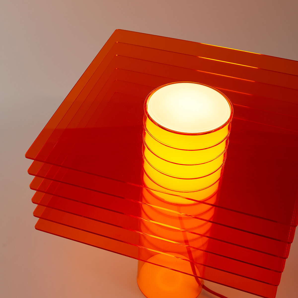 Lampe à poser, en plexiglass et verre opalin, POLY orange, LA REDOUTE INTERIEURS