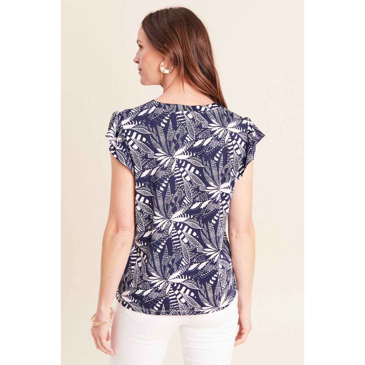 T-shirt col v manches courtes bleu, BREAL