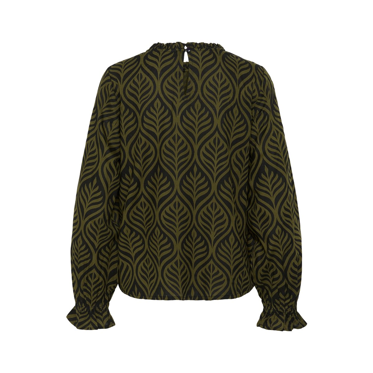 Blouse à manches longues noir black deep/ivy green leafs, KAFFE