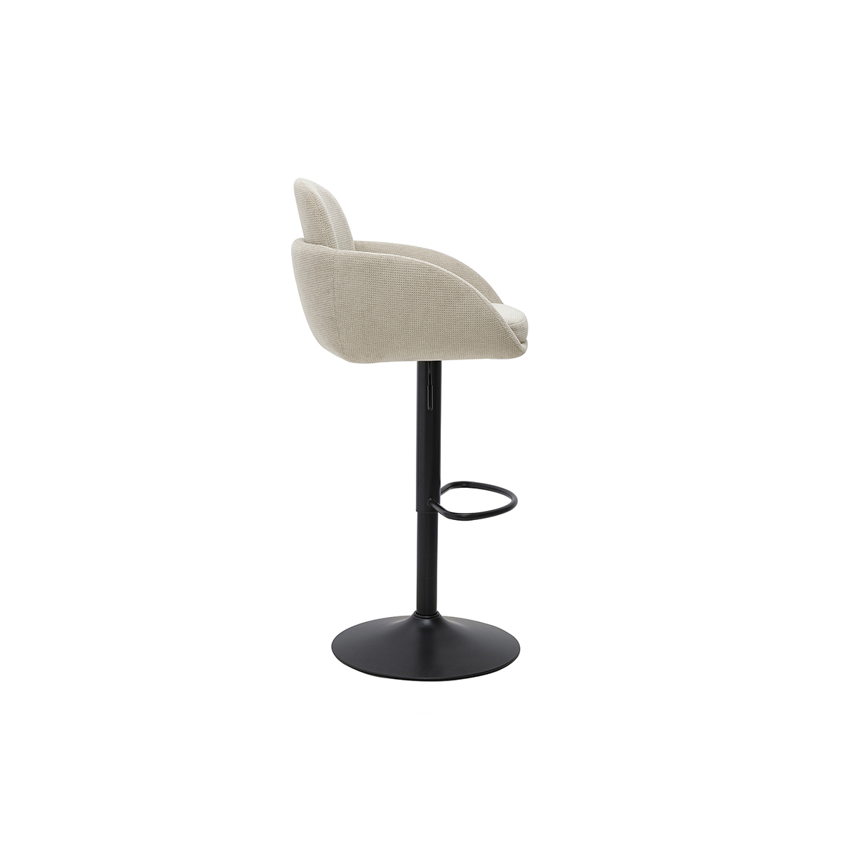 Tabourets de bar réglable pivotants 360° en tissu chenille terre brûlée et métal noir (lot de 2) SLAKE beige, MILIBOO