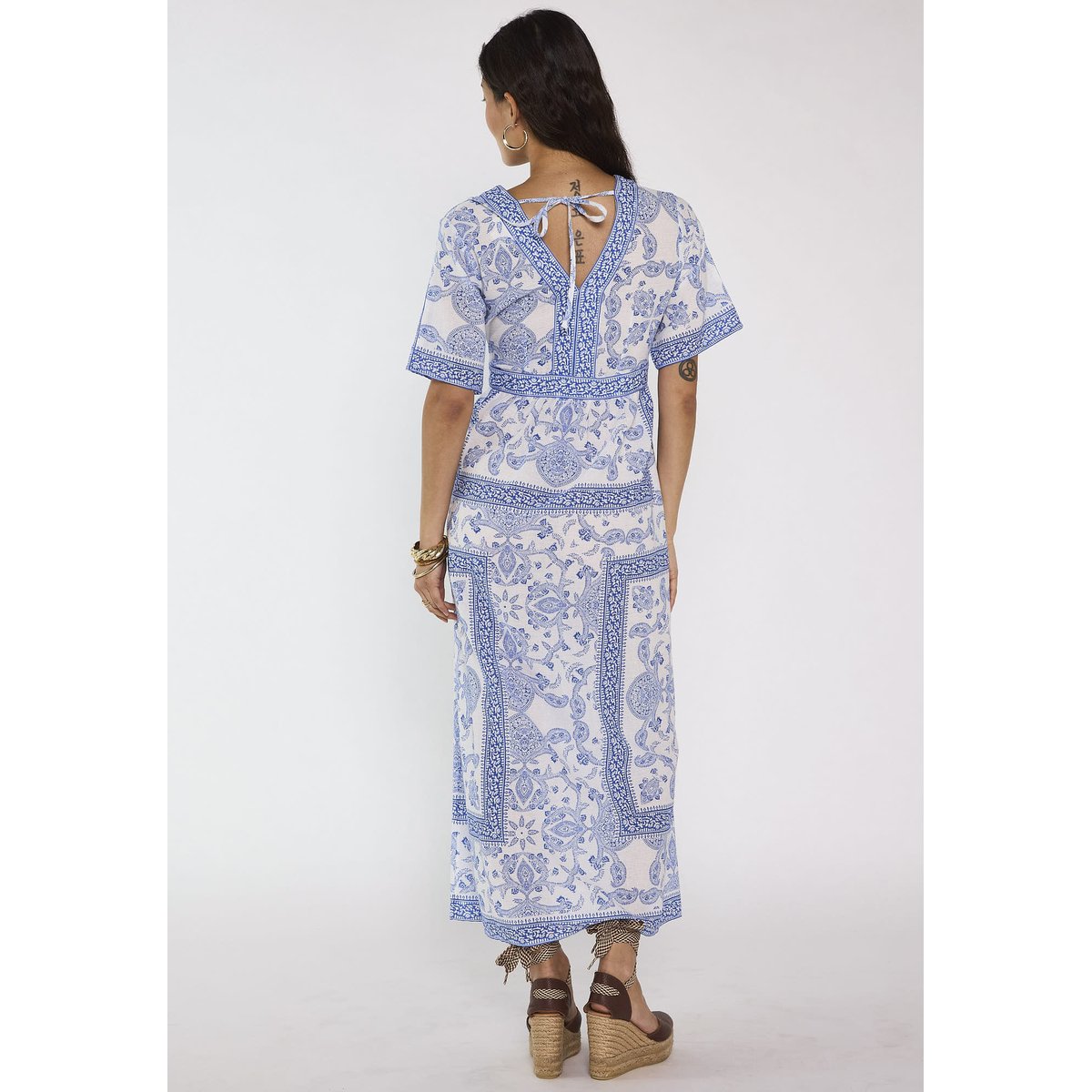 Robe imprimée à manches courtes en coton mélangé PRUNELLE bleu roi, Maison 123