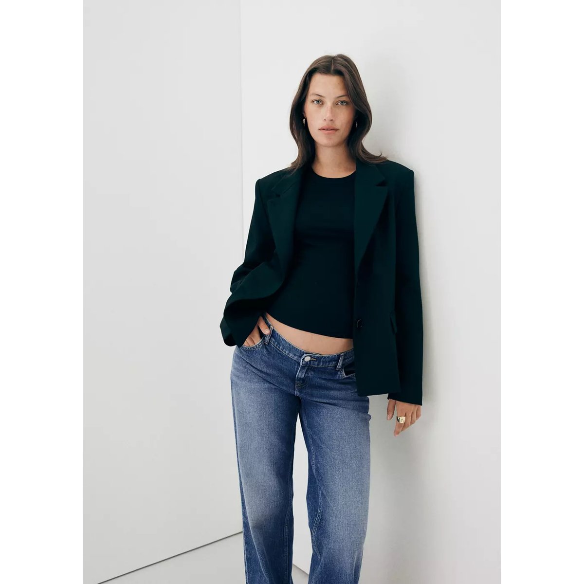 Jean de grossesse droit bleu foncé, MANGO