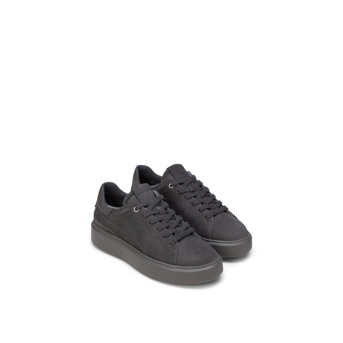 Baskets à semelles cuvette Modèle Cora en cuir de vachette nubuck de haute qualité noir, MARC O'POLO