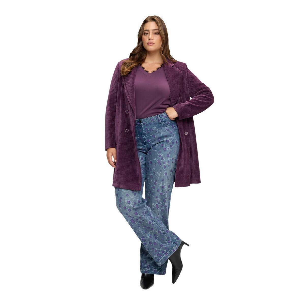Jean droit avec broderies jacquard bleu, FIORELLA RUBINO