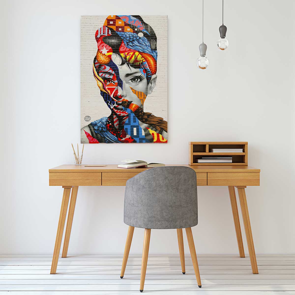Tableau street art visage femme speechless tableau alu dibond, HEXOA