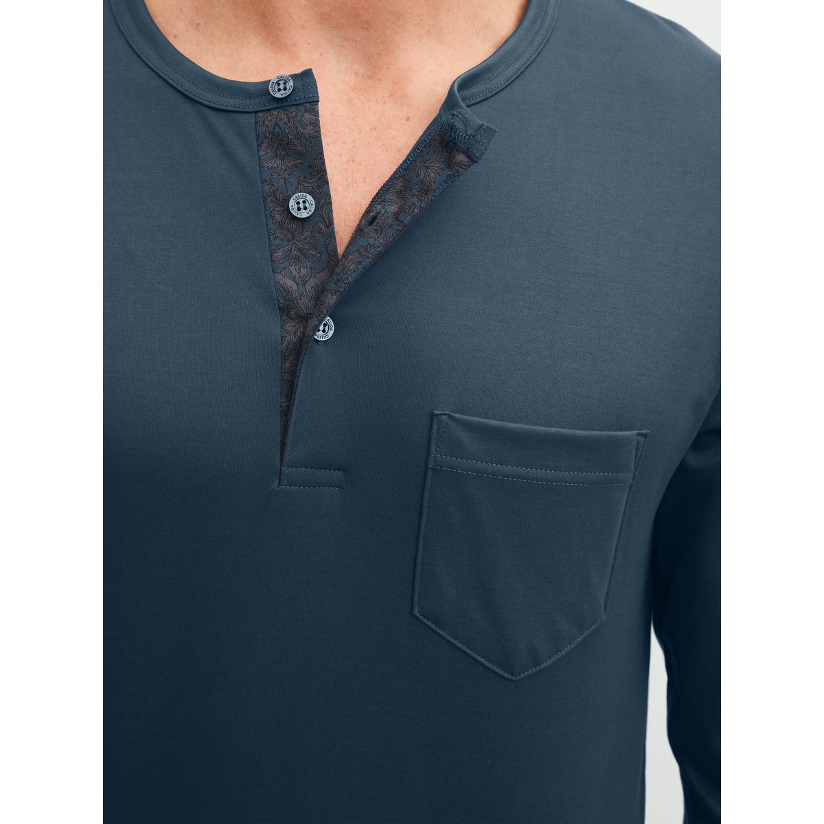 Pyjama avec bords élastiques manches longues Coton RELAX SELECTED dark teal, CALIDA