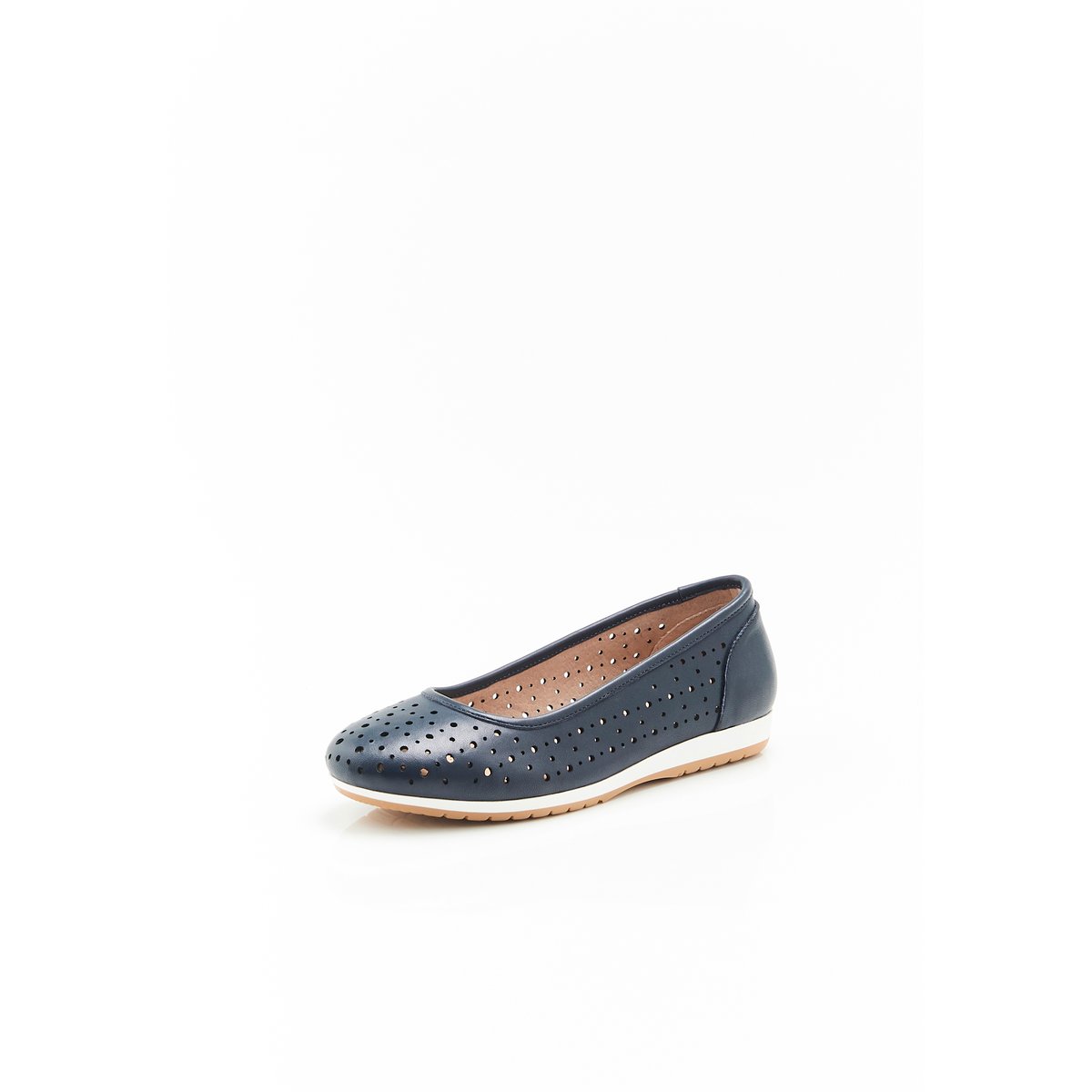Ballerines Climatyl dessus cuir perforé bleu marine, DAMART