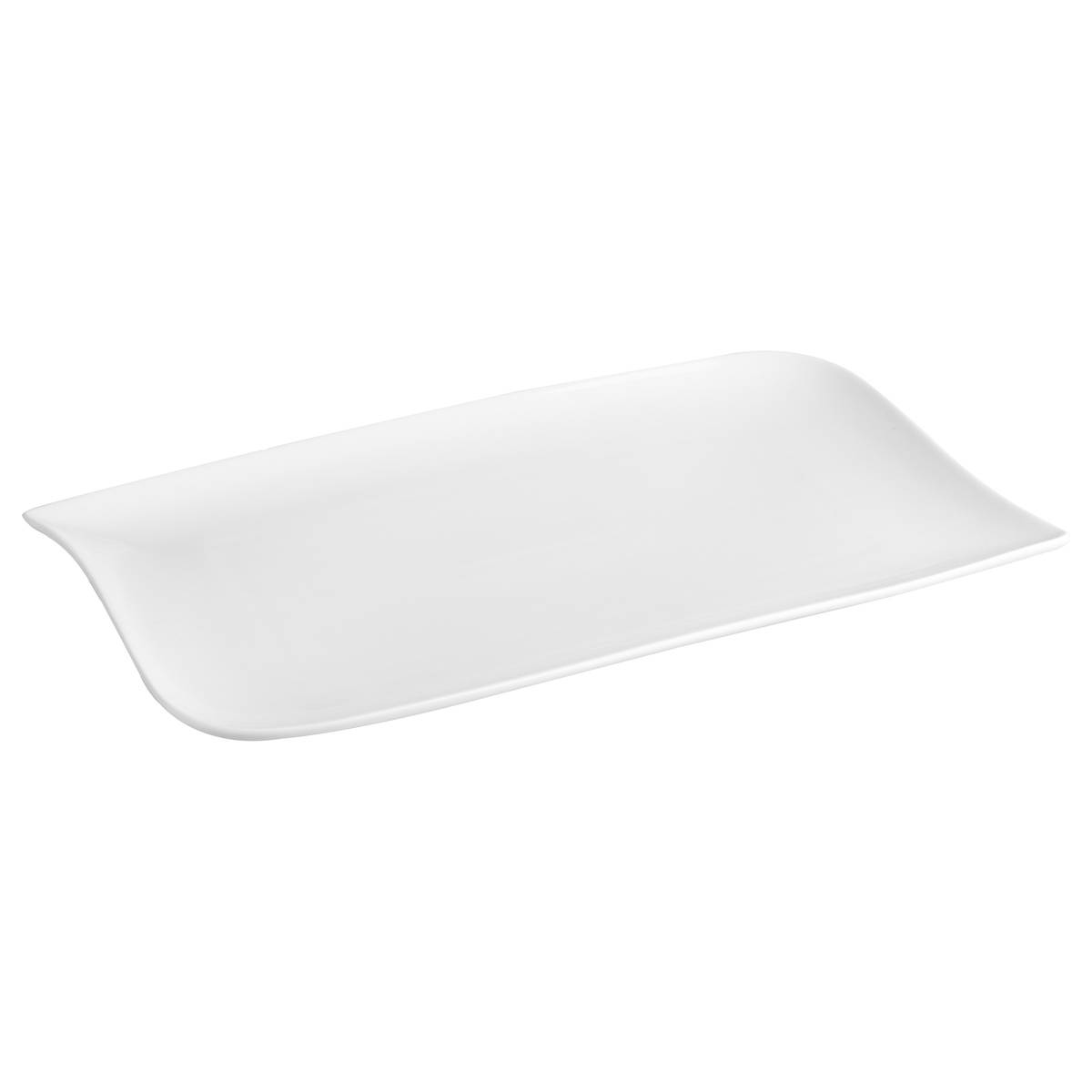 Lot de 6 assiettes plates rectangulaires en porcelaine VAGUE blanc, SECRET DE GOURMET