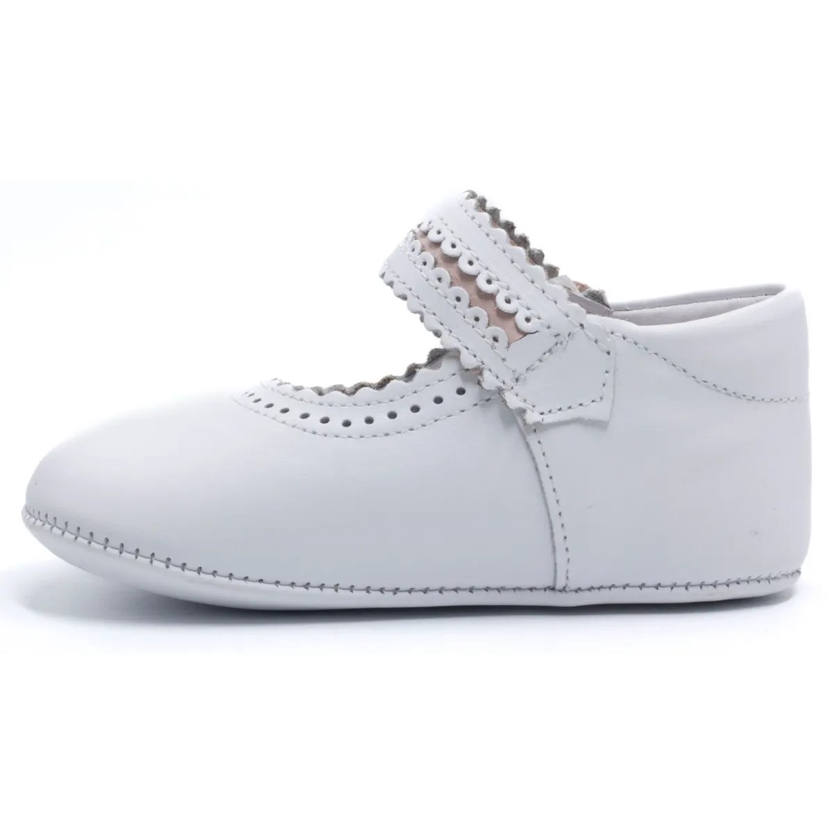 Boni Charlotte - Chaussons bébé fille en cuir souple blanche, BONI&SIDONIE
