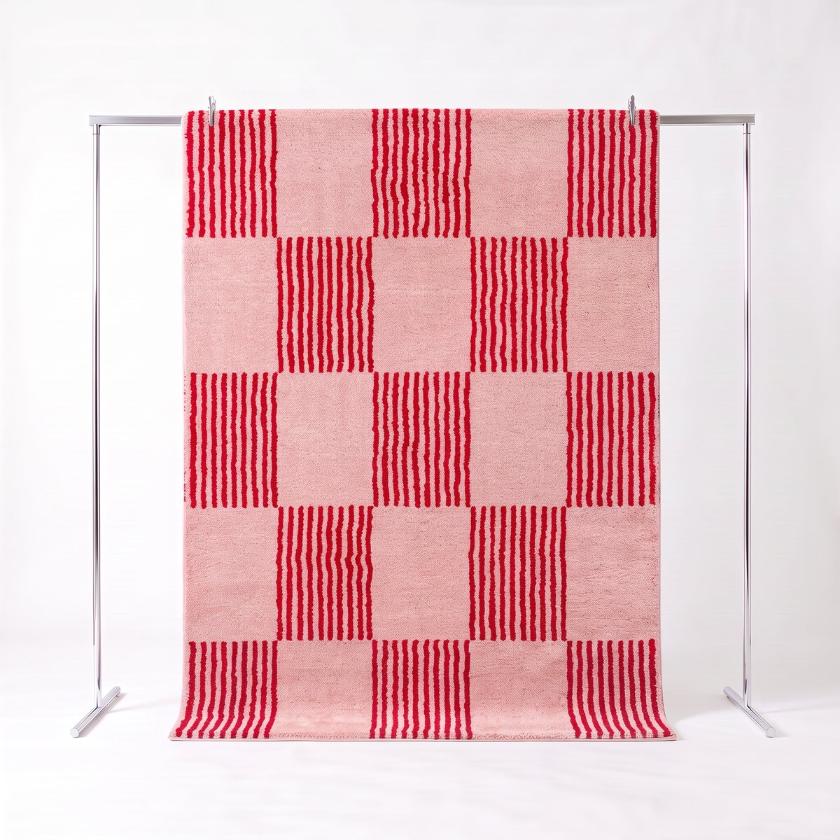 Tapis intérieur rectangulaire damier FERGEW rouge / rose, SWEEEK