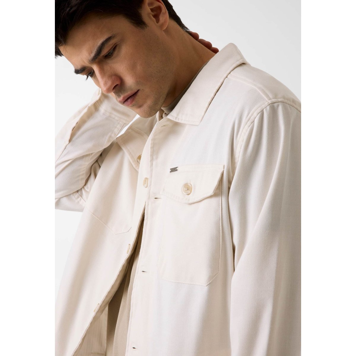Surchemise En Mélange De Coton crème, GUESS