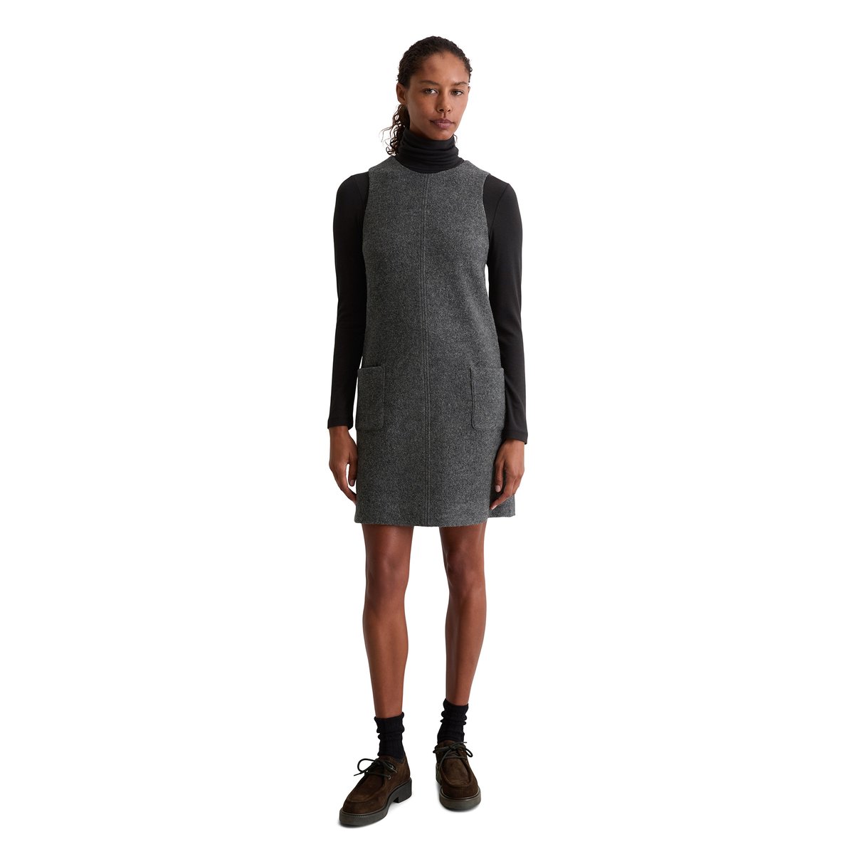 Mini-robe droite en laine bouillie gris foncé, MARC O'POLO