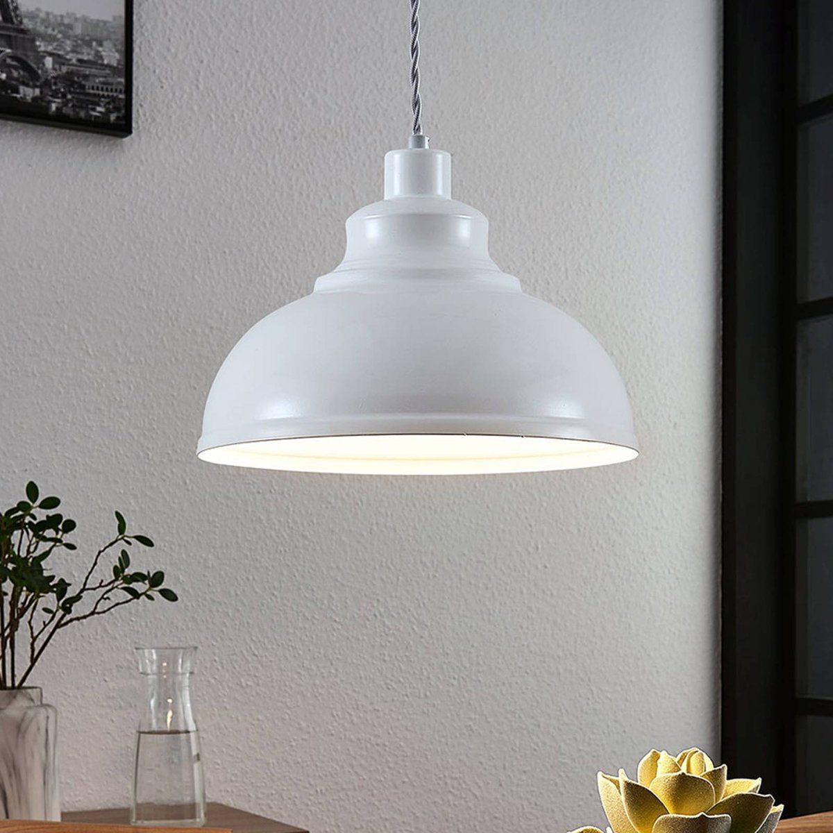 Suspension en métal vintage, Albertine blanc, LINDBY