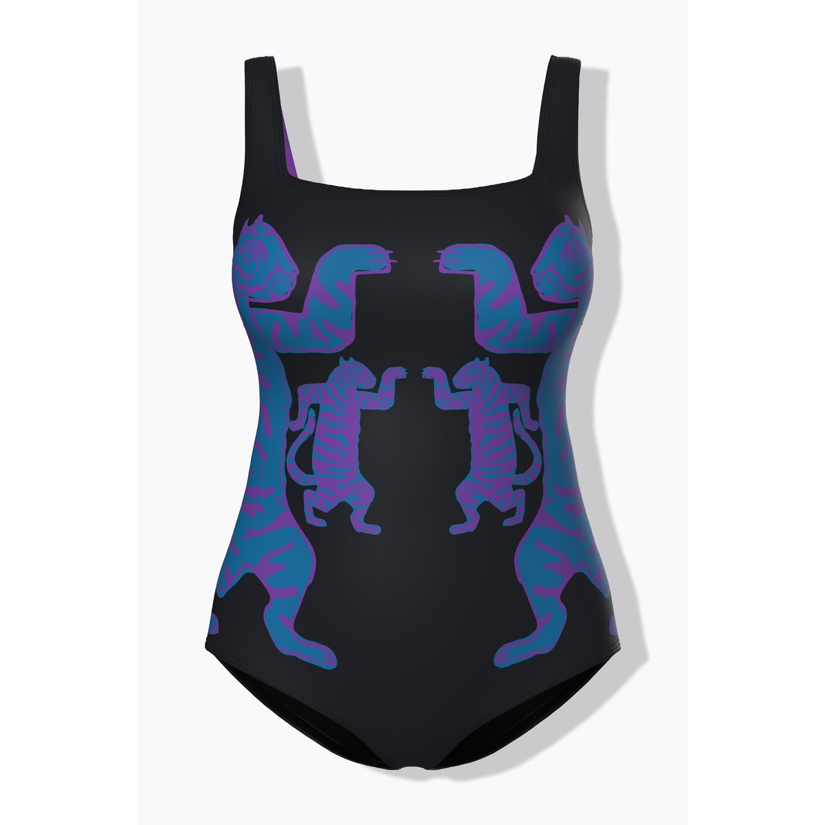Maillot de bain à bonnets souples. Motif noir, ULLA POPKEN