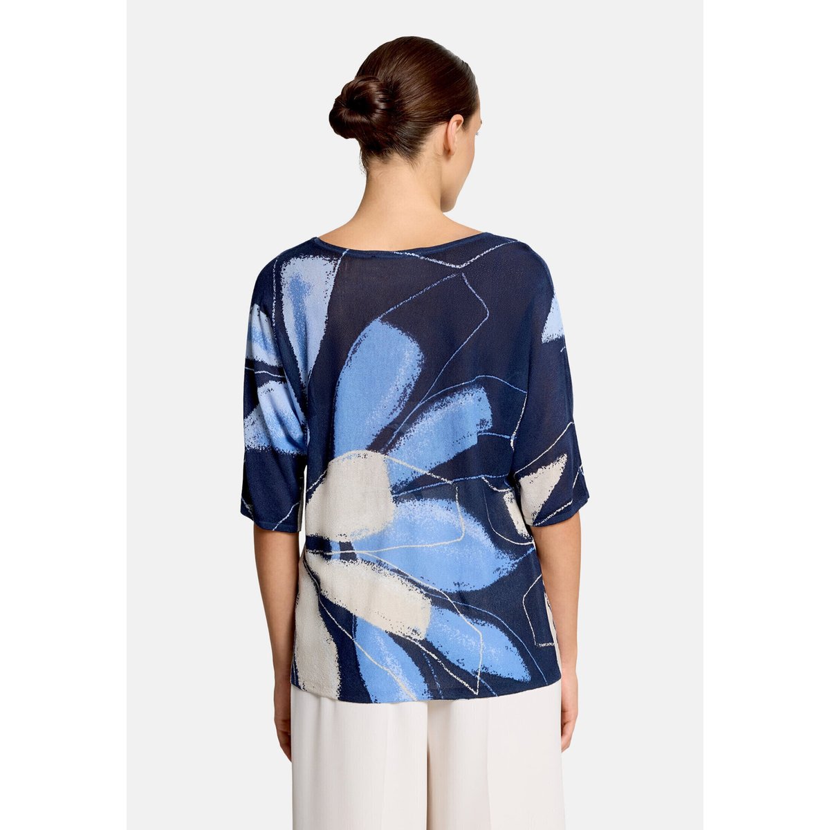 Pull-over en fine maille à imprimé bleu foncé/bleu, BETTY & CO