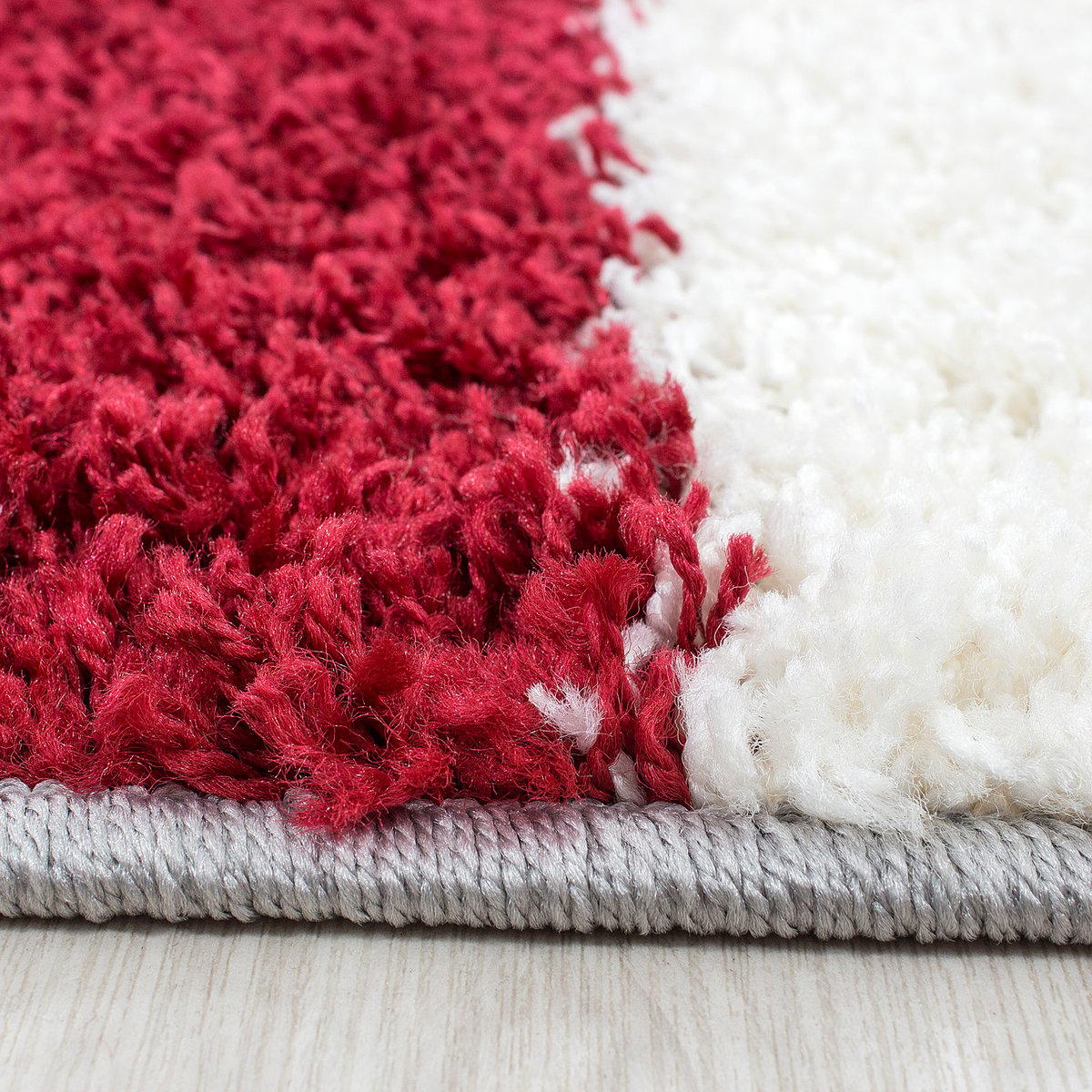 Tapis de salon à motif damier tricolore ODDA rouge, NAZAR RUGS